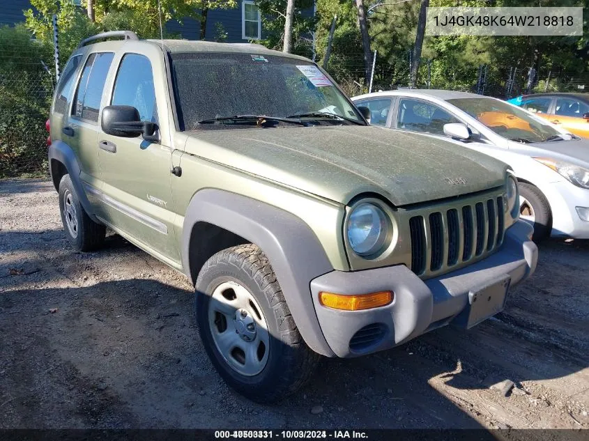 2004 Jeep Liberty Sport VIN: 1J4GK48K64W218818 Lot: 40503331