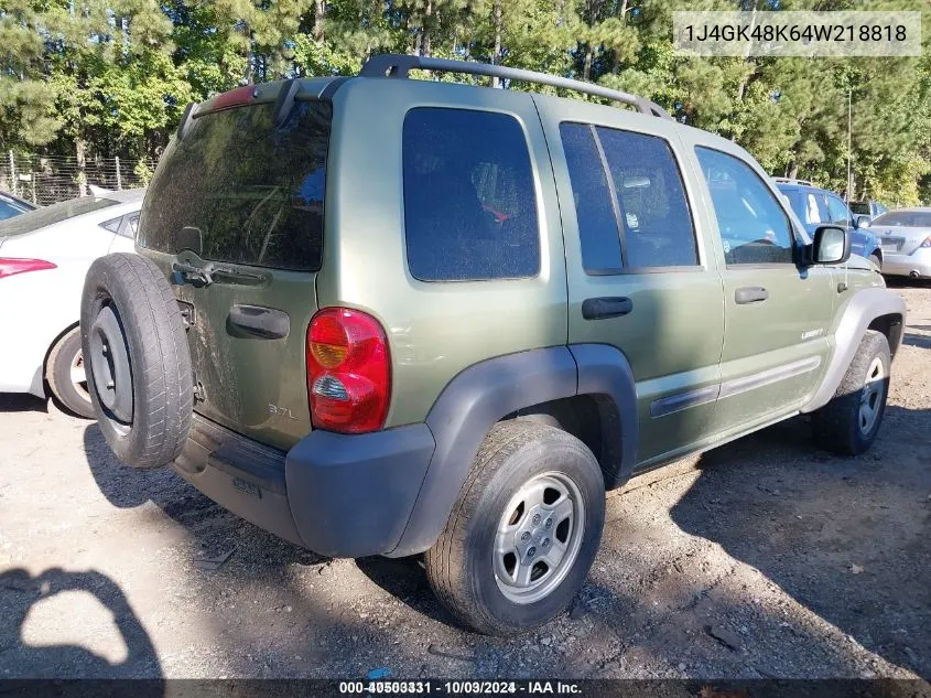 2004 Jeep Liberty Sport VIN: 1J4GK48K64W218818 Lot: 40503331