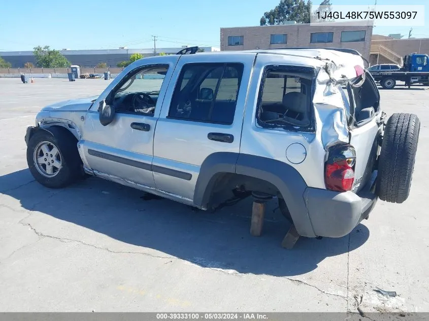 2005 Jeep Liberty Sport VIN: 1J4GL48K75W553097 Lot: 39333100