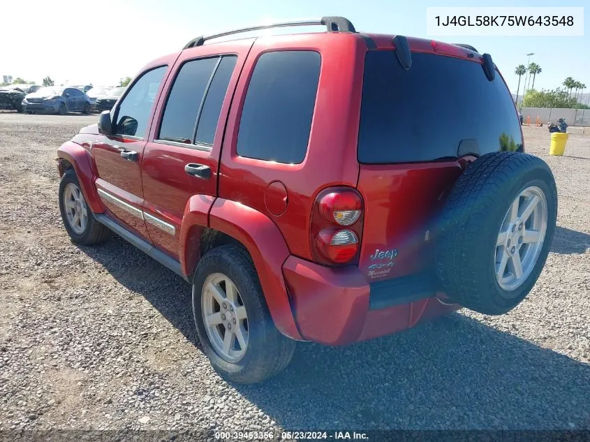 2005 Jeep Liberty Limited Edition VIN: 1J4GL58K75W643548 Lot: 39453356