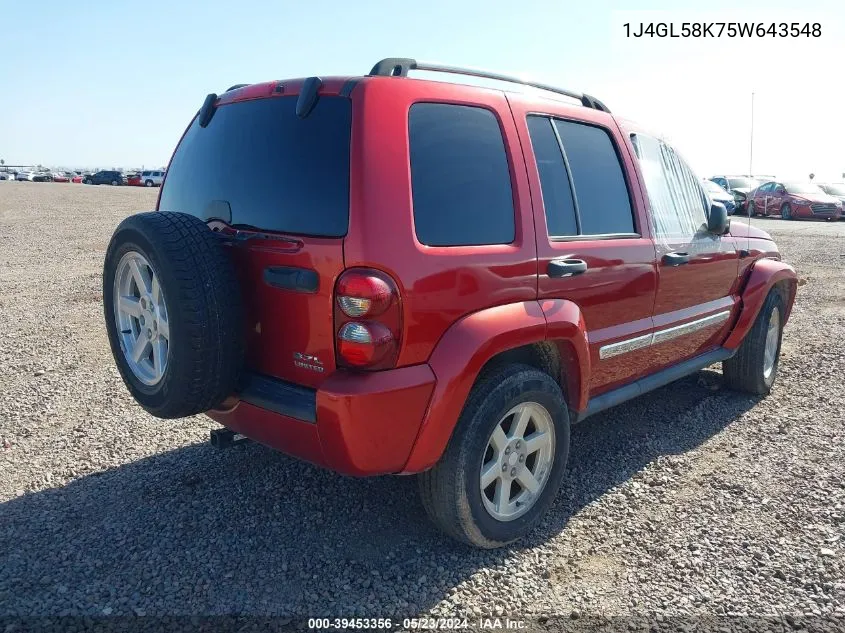 2005 Jeep Liberty Limited Edition VIN: 1J4GL58K75W643548 Lot: 39453356