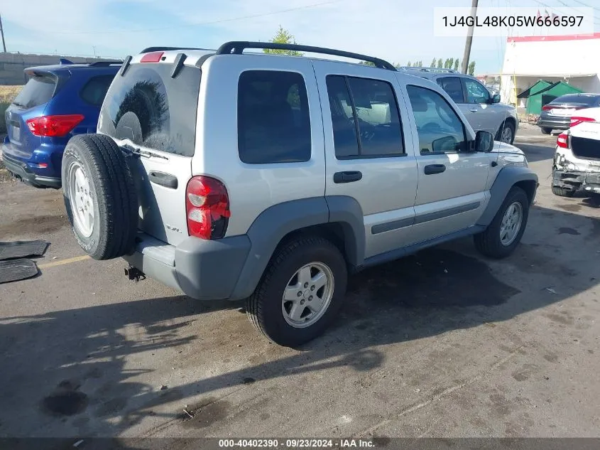 2005 Jeep Liberty Sport VIN: 1J4GL48K05W666597 Lot: 40402390