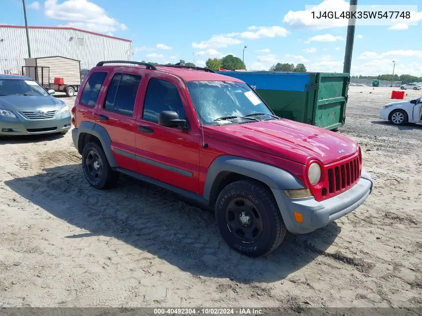 1J4GL48K35W547748 2005 Jeep Liberty Sport