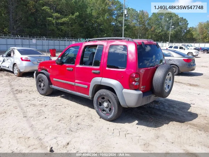 2005 Jeep Liberty Sport VIN: 1J4GL48K35W547748 Lot: 40492304