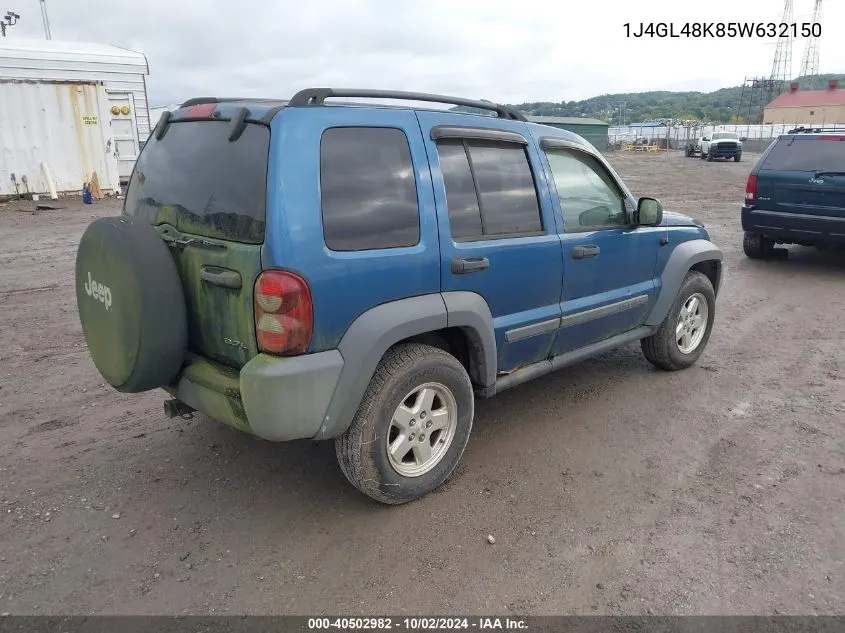 2005 Jeep Liberty Sport VIN: 1J4GL48K85W632150 Lot: 40502982