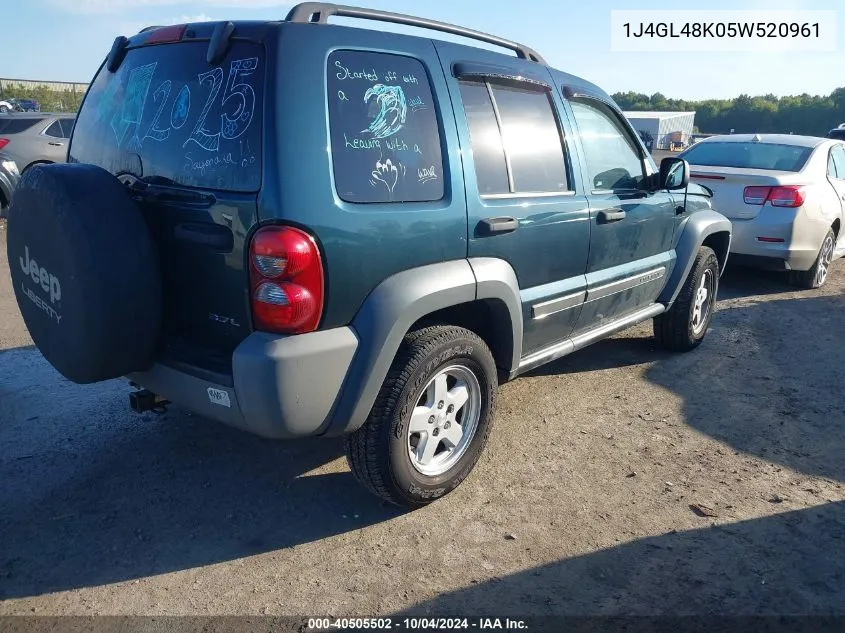 2005 Jeep Liberty Sport VIN: 1J4GL48K05W520961 Lot: 40505502