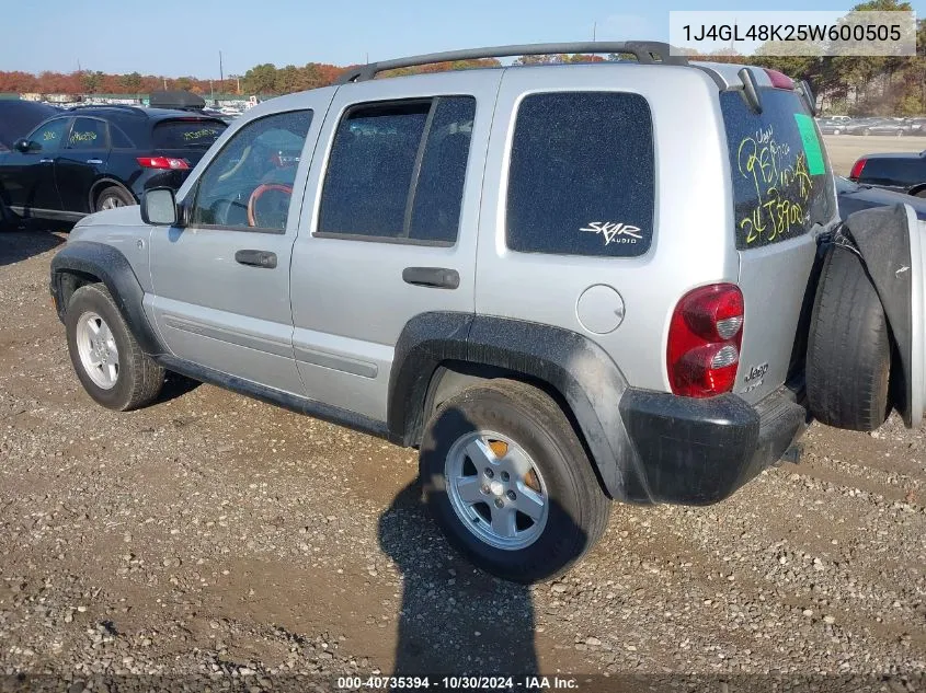 2005 Jeep Liberty Sport VIN: 1J4GL48K25W600505 Lot: 40735394