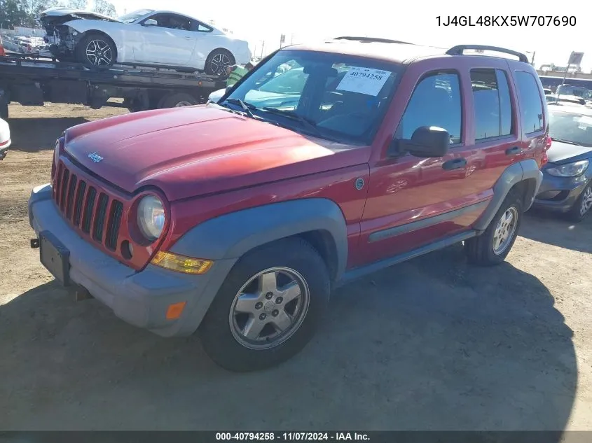 2005 Jeep Liberty Sport VIN: 1J4GL48KX5W707690 Lot: 40794258