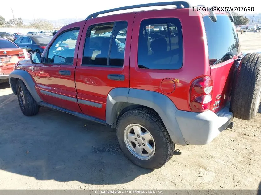 2005 Jeep Liberty Sport VIN: 1J4GL48KX5W707690 Lot: 40794258