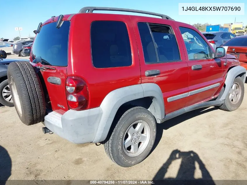 2005 Jeep Liberty Sport VIN: 1J4GL48KX5W707690 Lot: 40794258