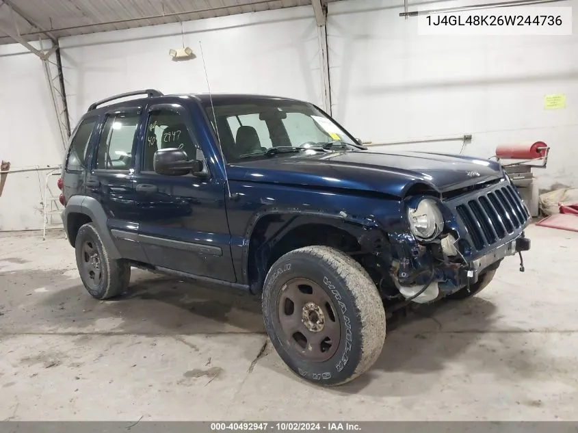 2006 Jeep Liberty Sport VIN: 1J4GL48K26W244736 Lot: 40492947