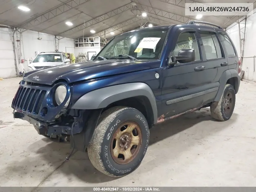 2006 Jeep Liberty Sport VIN: 1J4GL48K26W244736 Lot: 40492947