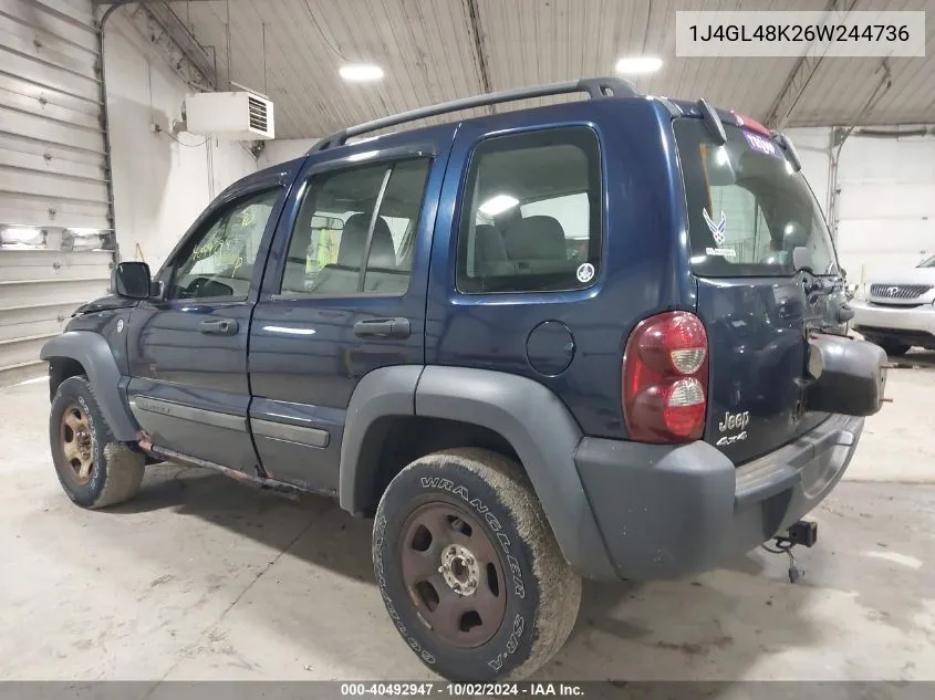 2006 Jeep Liberty Sport VIN: 1J4GL48K26W244736 Lot: 40492947