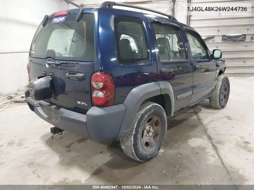 2006 Jeep Liberty Sport VIN: 1J4GL48K26W244736 Lot: 40492947