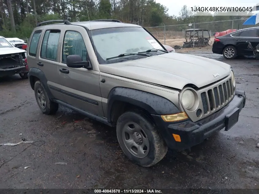 2006 Jeep Liberty Sport VIN: 1J4GK48K56W106045 Lot: 40843570