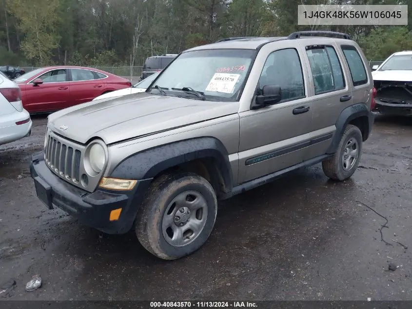 2006 Jeep Liberty Sport VIN: 1J4GK48K56W106045 Lot: 40843570