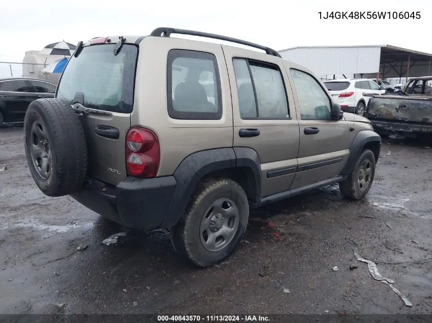 2006 Jeep Liberty Sport VIN: 1J4GK48K56W106045 Lot: 40843570