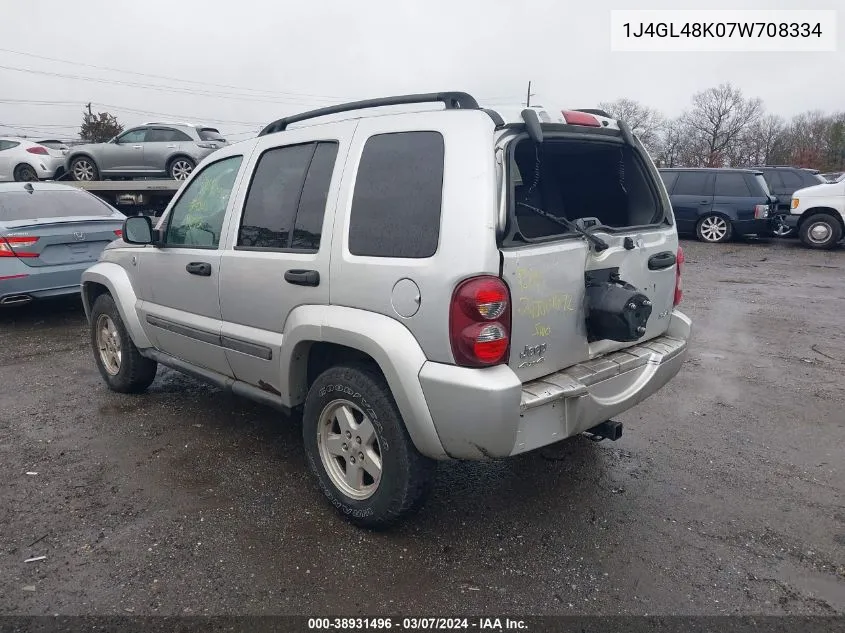 2007 Jeep Liberty Sport VIN: 1J4GL48K07W708334 Lot: 38931496