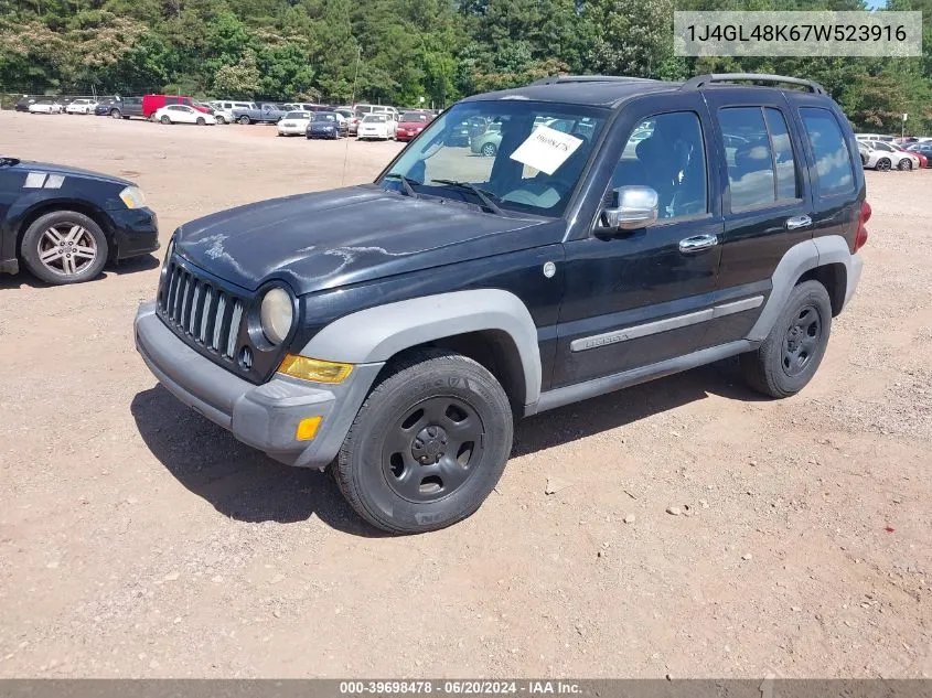 2007 Jeep Liberty Sport VIN: 1J4GL48K67W523916 Lot: 39698478