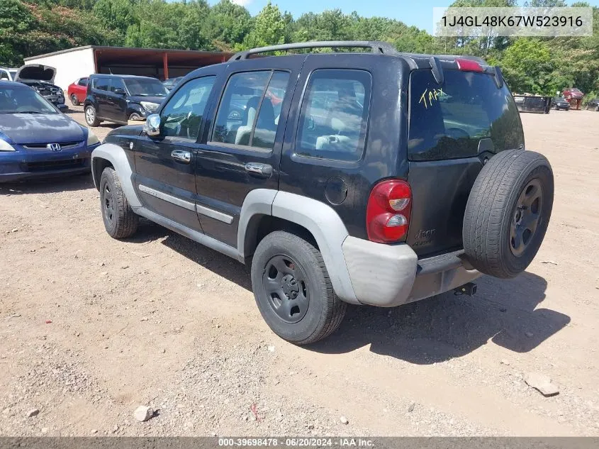 2007 Jeep Liberty Sport VIN: 1J4GL48K67W523916 Lot: 39698478