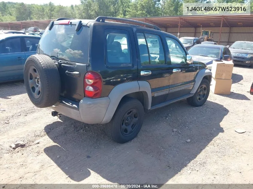 2007 Jeep Liberty Sport VIN: 1J4GL48K67W523916 Lot: 39698478