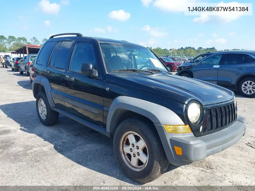 2007 Jeep Liberty Sport VIN: 1J4GK48K87W541384 Lot: 40403200