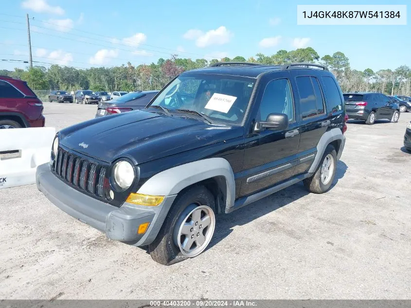 2007 Jeep Liberty Sport VIN: 1J4GK48K87W541384 Lot: 40403200