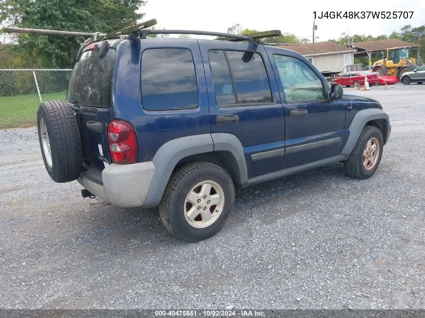 2007 Jeep Liberty Sport VIN: 1J4GK48K37W525707 Lot: 40475551