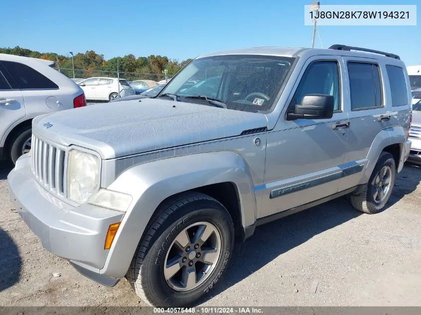 2008 Jeep Liberty Sport VIN: 1J8GN28K78W194321 Lot: 40575448