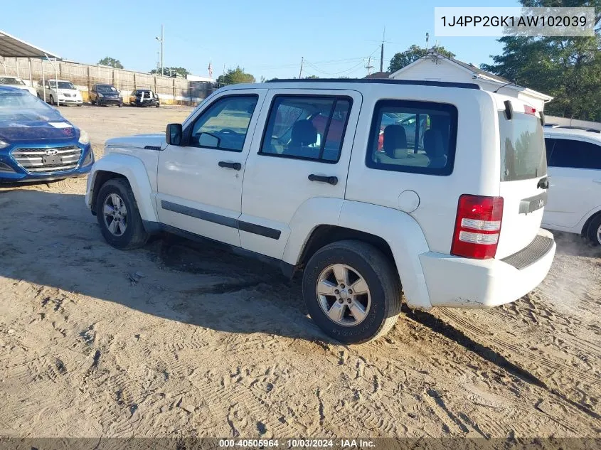 2010 Jeep Liberty Sport VIN: 1J4PP2GK1AW102039 Lot: 40505964