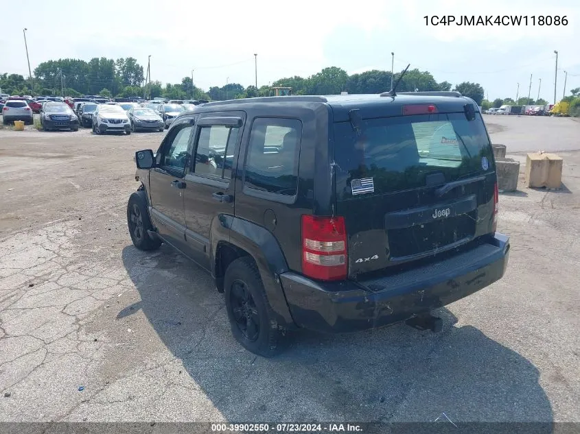 2012 Jeep Liberty Sport VIN: 1C4PJMAK4CW118086 Lot: 39902550