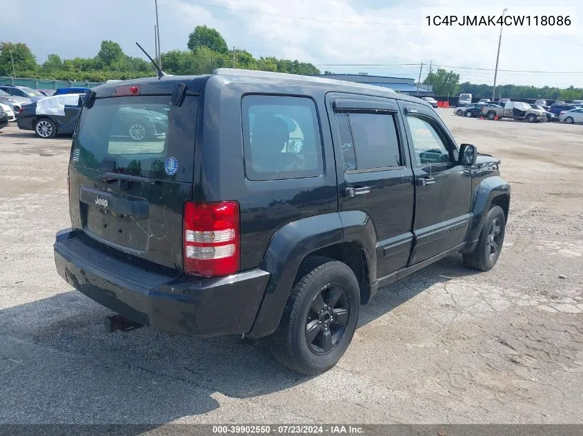 2012 Jeep Liberty Sport VIN: 1C4PJMAK4CW118086 Lot: 39902550