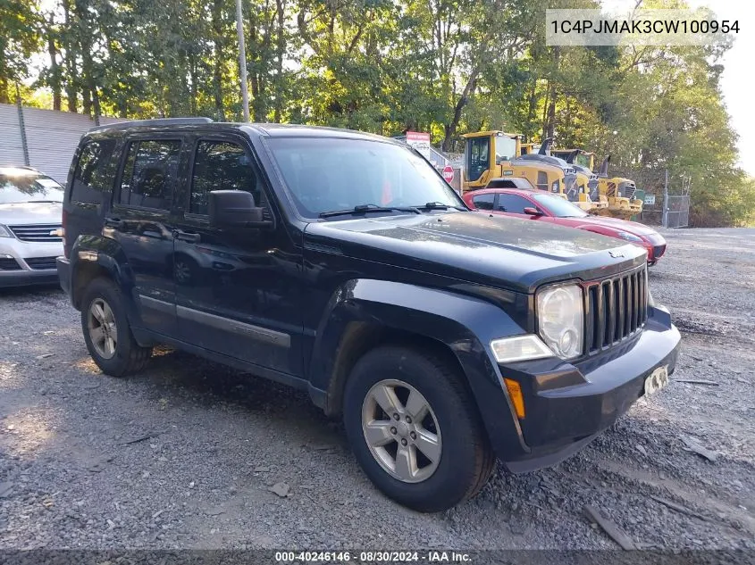 2012 Jeep Liberty Sport VIN: 1C4PJMAK3CW100954 Lot: 40595412