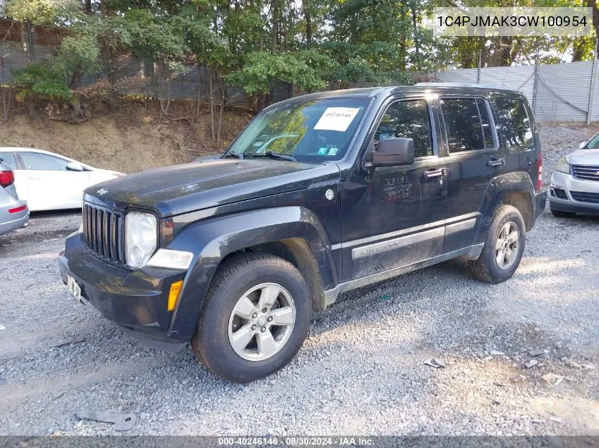 2012 Jeep Liberty Sport VIN: 1C4PJMAK3CW100954 Lot: 40595412