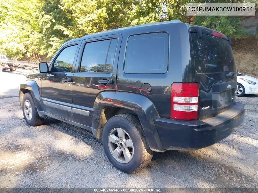 2012 Jeep Liberty Sport VIN: 1C4PJMAK3CW100954 Lot: 40595412