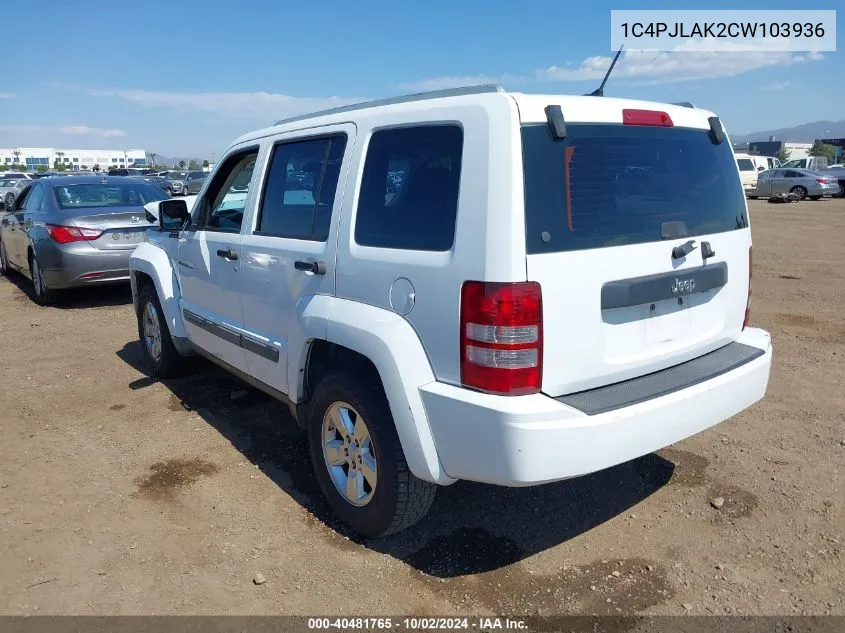 2012 Jeep Liberty Sport VIN: 1C4PJLAK2CW103936 Lot: 40481765