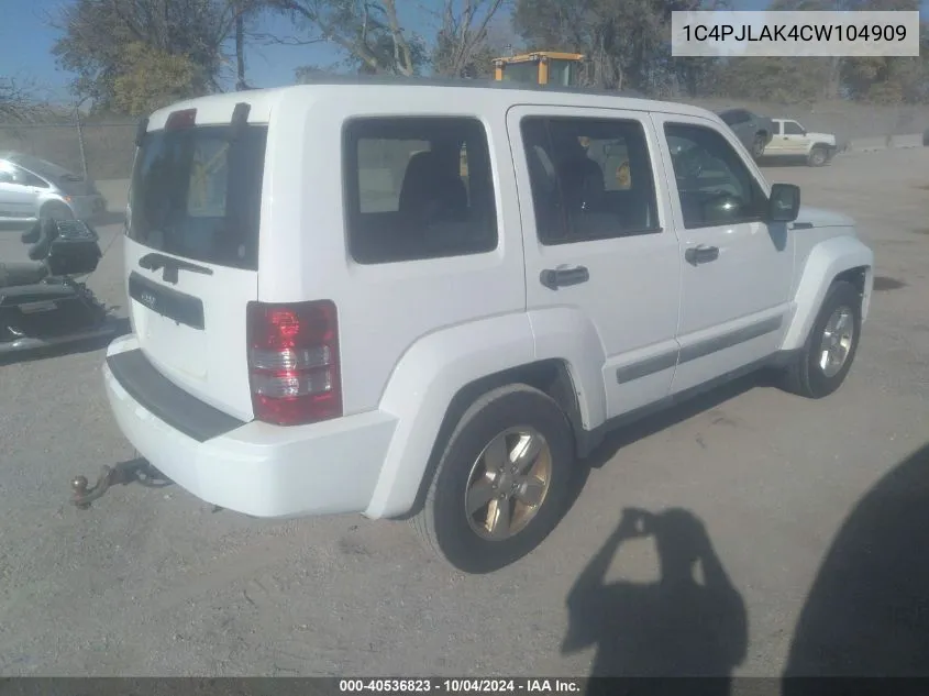 2012 Jeep Liberty Sport VIN: 1C4PJLAK4CW104909 Lot: 40536823