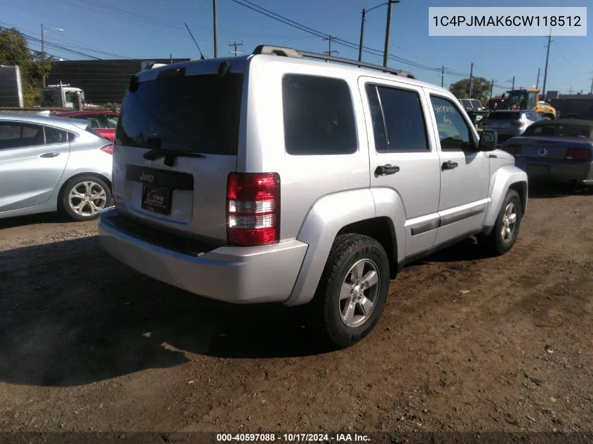 2012 Jeep Liberty Sport VIN: 1C4PJMAK6CW118512 Lot: 40597088