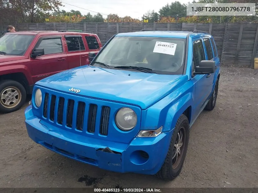 2008 Jeep Patriot Sport VIN: 1J8FT28008D796778 Lot: 40485323