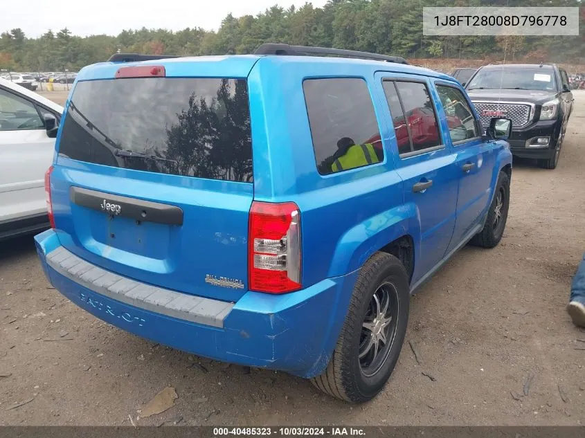 2008 Jeep Patriot Sport VIN: 1J8FT28008D796778 Lot: 40485323