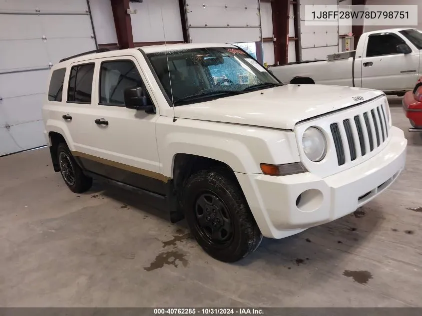 2008 Jeep Patriot Sport VIN: 1J8FF28W78D798751 Lot: 40762285