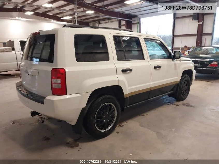 2008 Jeep Patriot Sport VIN: 1J8FF28W78D798751 Lot: 40762285