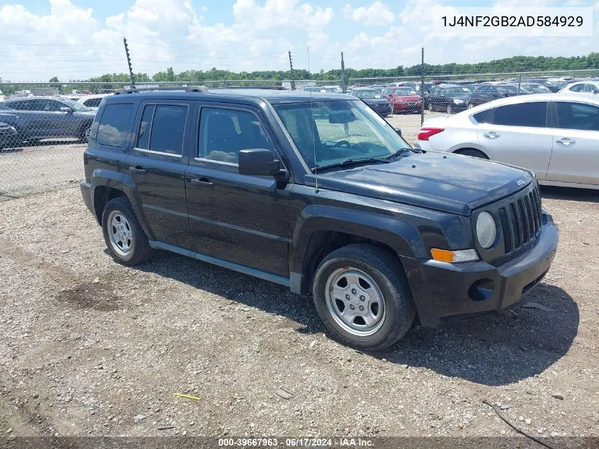 2010 Jeep Patriot Sport VIN: 1J4NF2GB2AD584929 Lot: 39667963