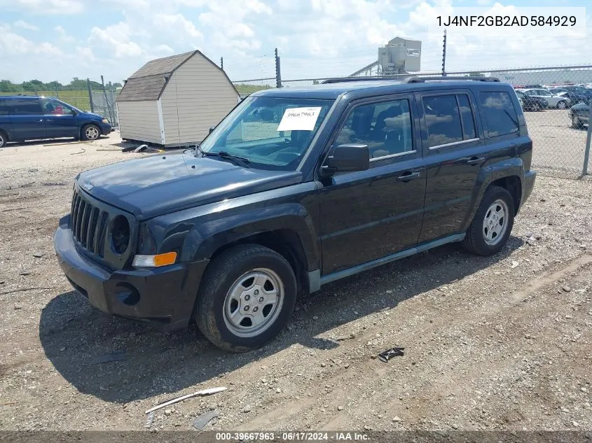 2010 Jeep Patriot Sport VIN: 1J4NF2GB2AD584929 Lot: 39667963