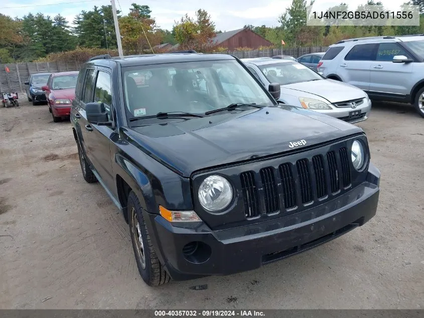 2010 Jeep Patriot Sport VIN: 1J4NF2GB5AD611556 Lot: 40357032