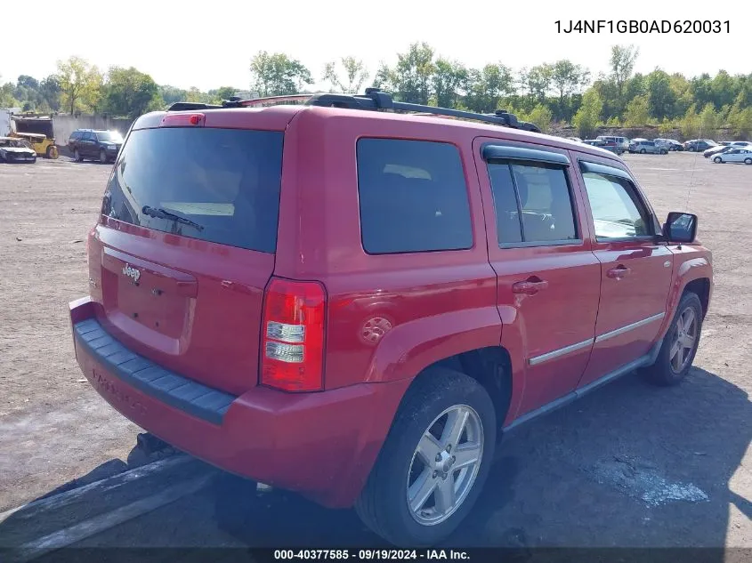 2010 Jeep Patriot Sport VIN: 1J4NF1GB0AD620031 Lot: 40377585