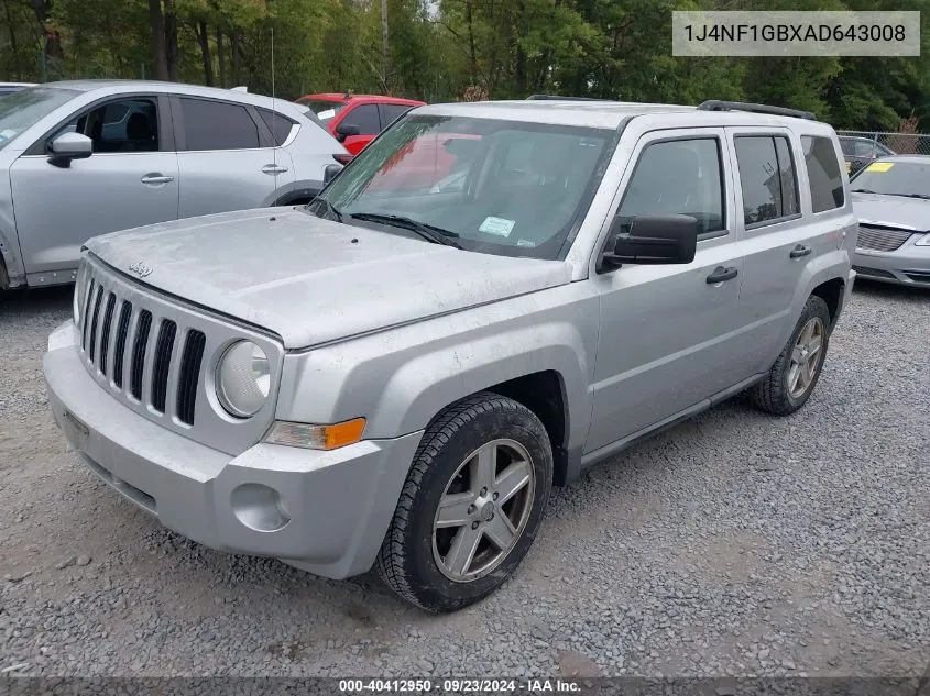 2010 Jeep Patriot Sport VIN: 1J4NF1GBXAD643008 Lot: 40412950