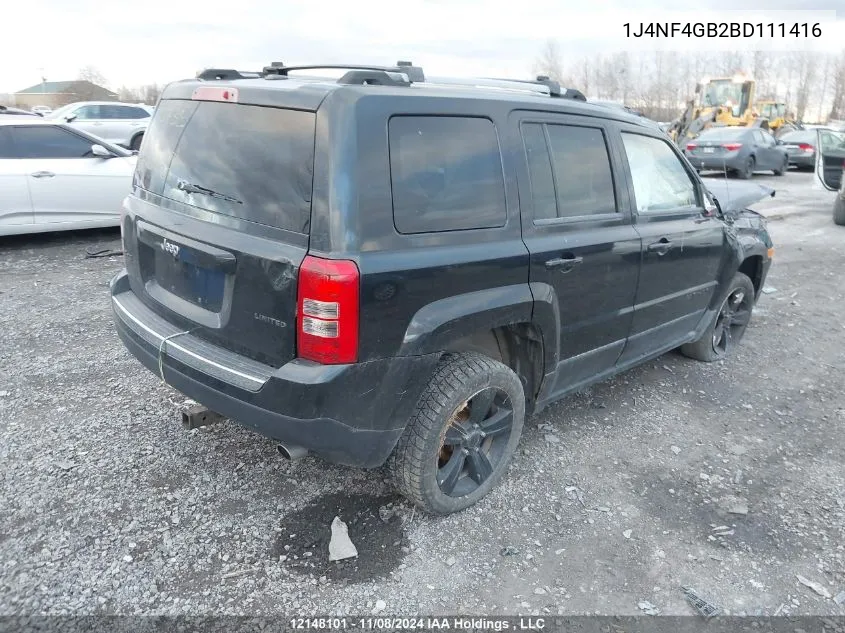 2011 Jeep Patriot VIN: 1J4NF4GB2BD111416 Lot: 12148101