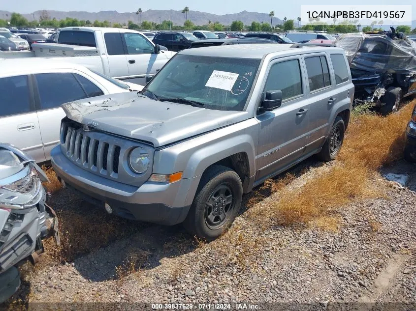 2015 Jeep Patriot Sport VIN: 1C4NJPBB3FD419567 Lot: 39837629