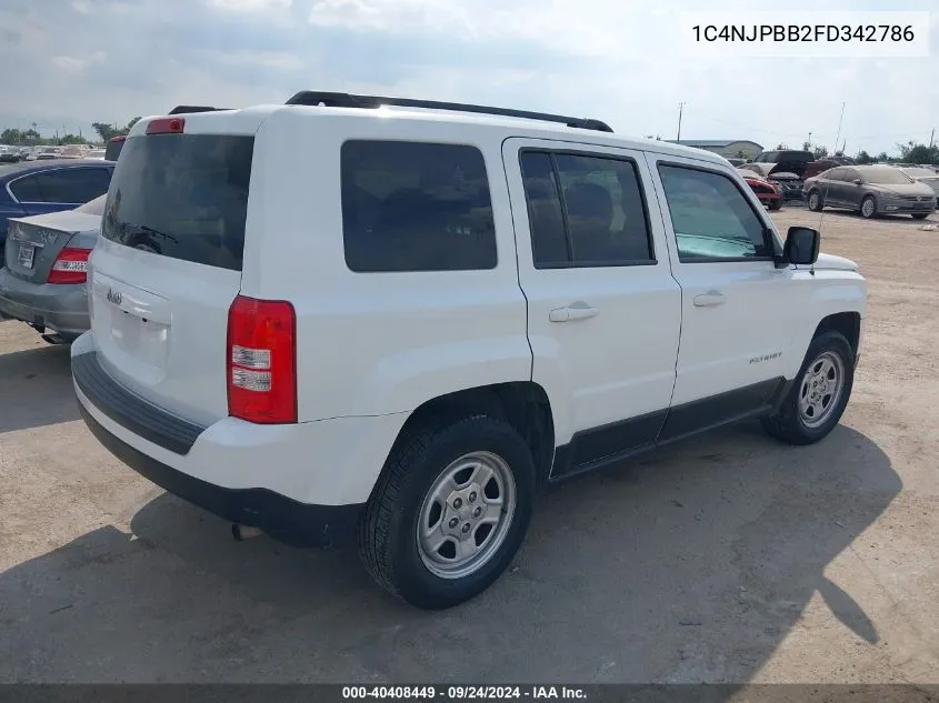 2015 Jeep Patriot Sport VIN: 1C4NJPBB2FD342786 Lot: 40408449